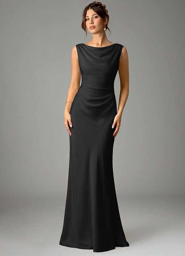 Kieryn Bridesmaid Dresses Black Mermaid Pleated Stretch Satin Dress image1
