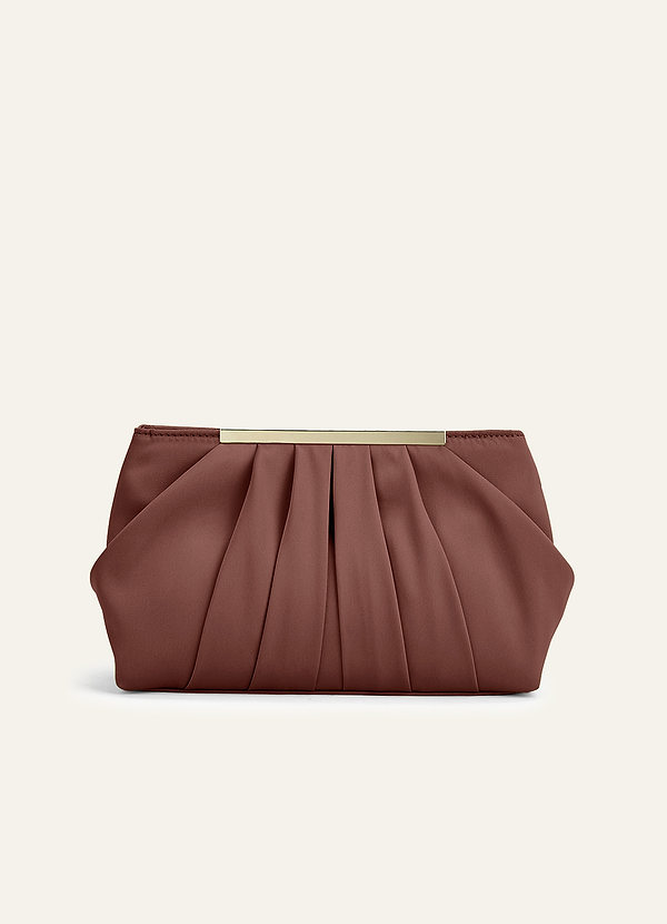 front Farblich passende Clutch aus Stretch-Satin mit Plissee