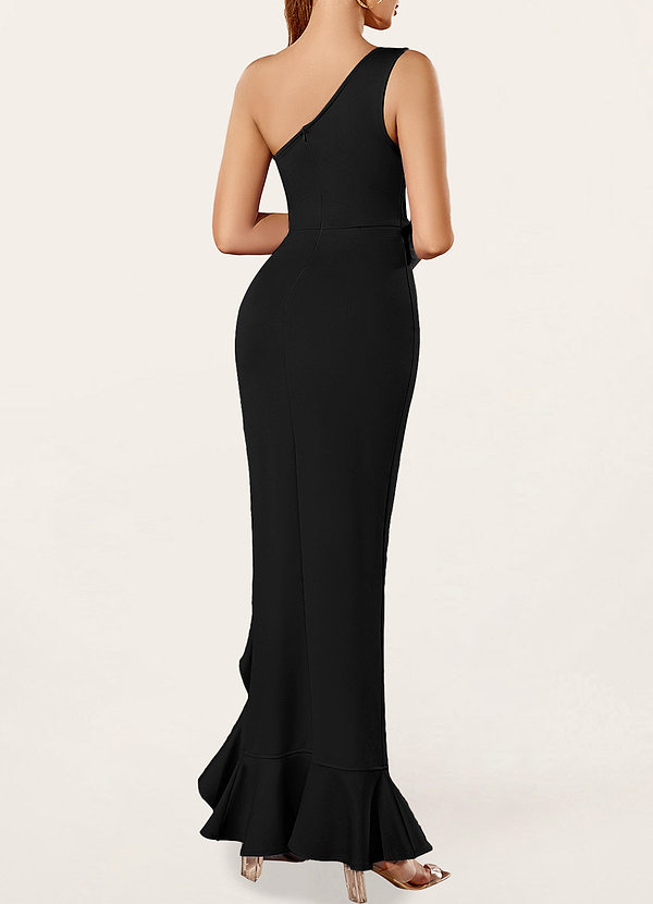 back Monroe Black One-Shoulder Maxi Dress