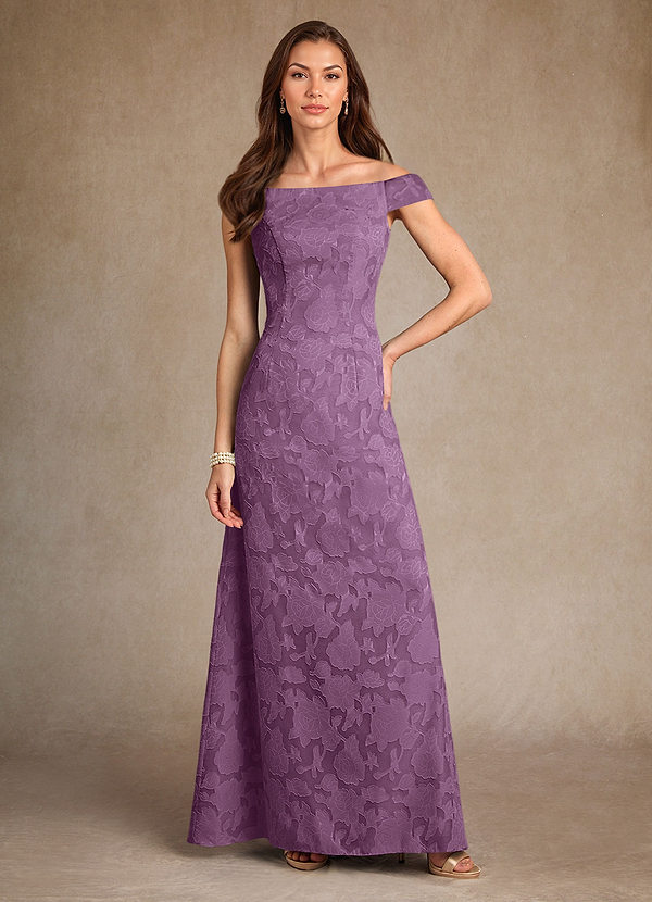 Azazie Moore Mother of the Brides Dresses Wisteria A-Line Boatneck Floral Burnout Dress image1