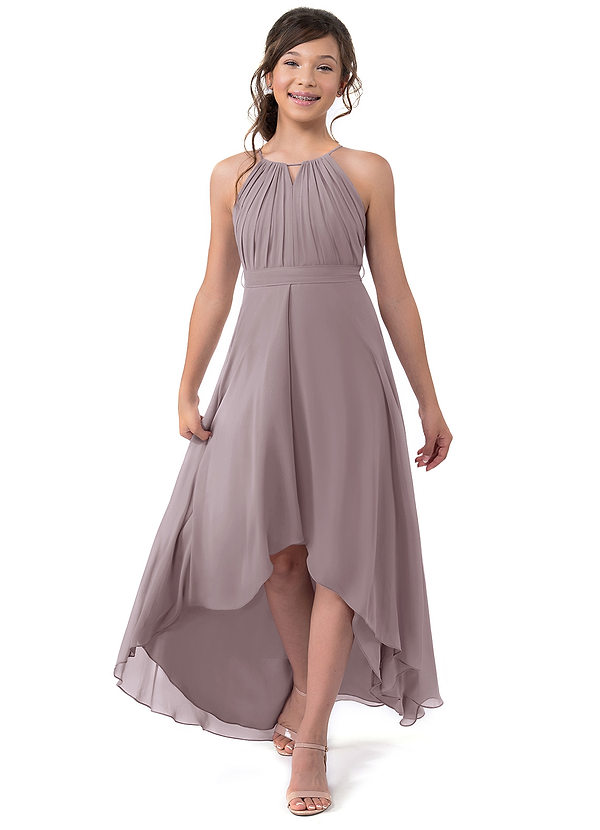 Vestidos De Dama De Honor Junior Con Escote Griego Y Largo Hasta El Suelo Chocolate