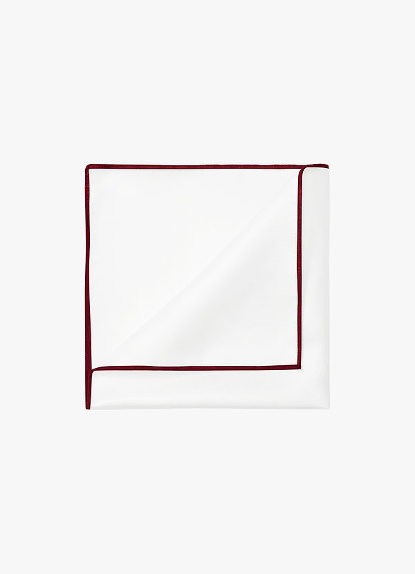 front Ivory Matte Satin Pocket Square with Colored Edge