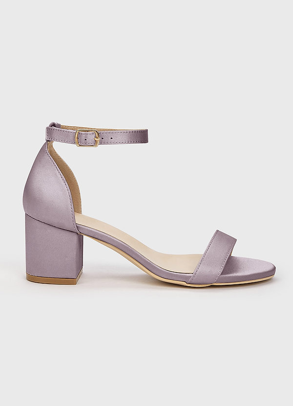 front Matching Color Matte Satin One Strap Buckle Block Heel Sandals