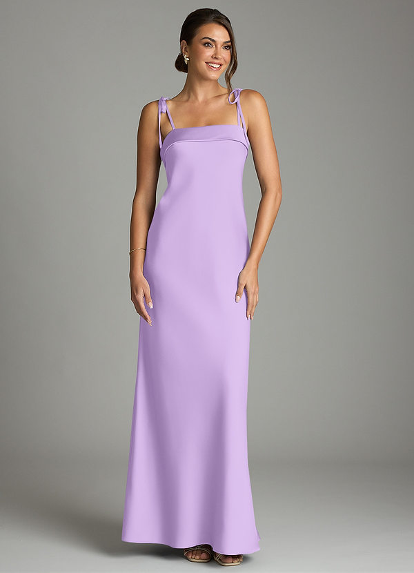 Azazie Ellia Bridesmaid Dresses Lilac Sheath Bow Stretch Satin Dress image1