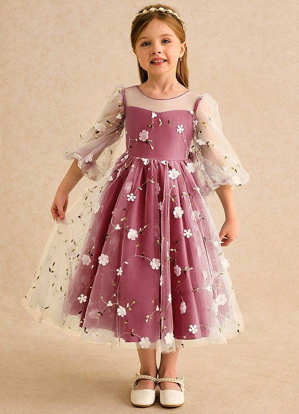 Azazie Elowen Flower Girl Dresses Scarlet A-Line Sweetheart Neckline Lace Dress image1