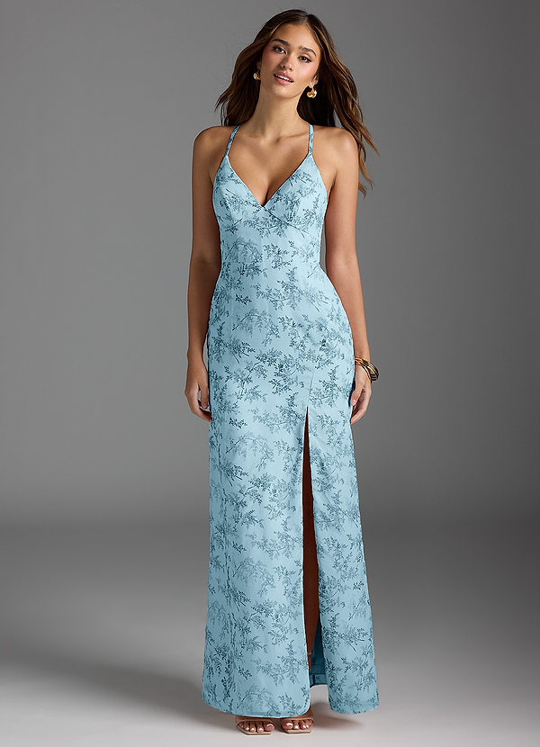 Azazie Becca Blue Fern Floral Bridesmaid Dresses Azazie