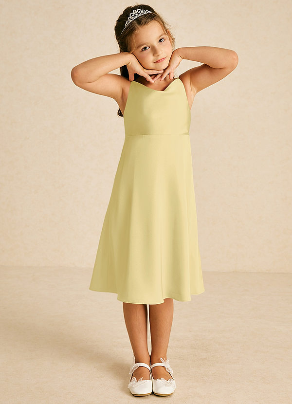Azazie Zuzu Flower Girl Dresses Lemon Sorbet A-Line Spaghetti Strap Stretch Satin Dress image1