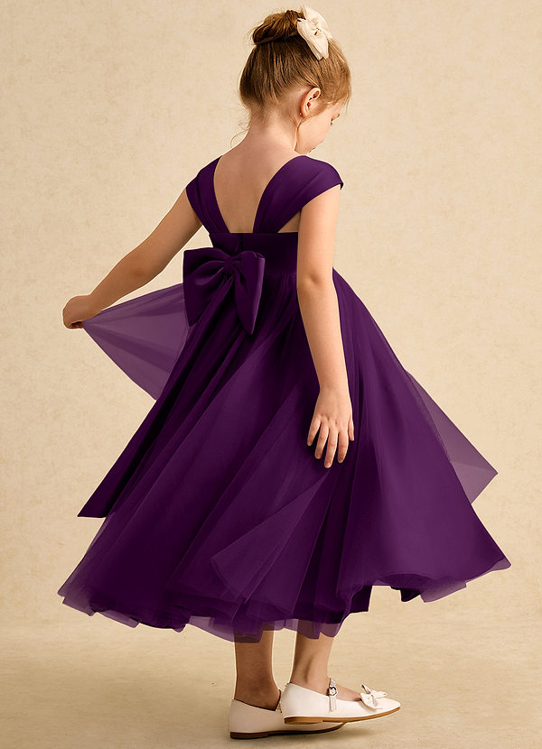 Azazie Chickadee Flower Girl Dresses Vestido Uva de Cetim fosco de Vestido de baile com Decote em coração image1