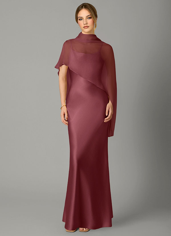 Azazie Jaleesa Bridesmaid Dresses Desert Rose A-Line High Neck Stretch Satin Dress image1