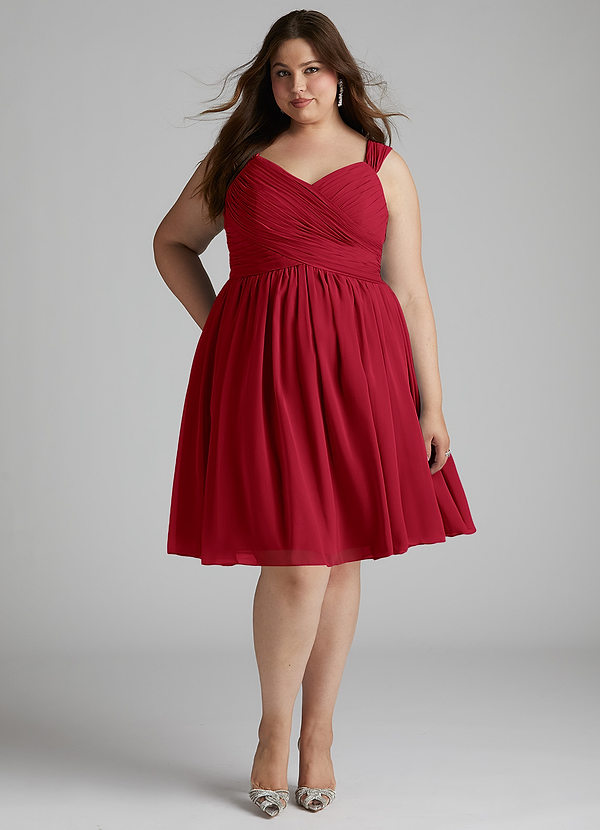 Azazie Angie Bridesmaid Dresses Scarlet A-Line Corset Chiffon Dress image1