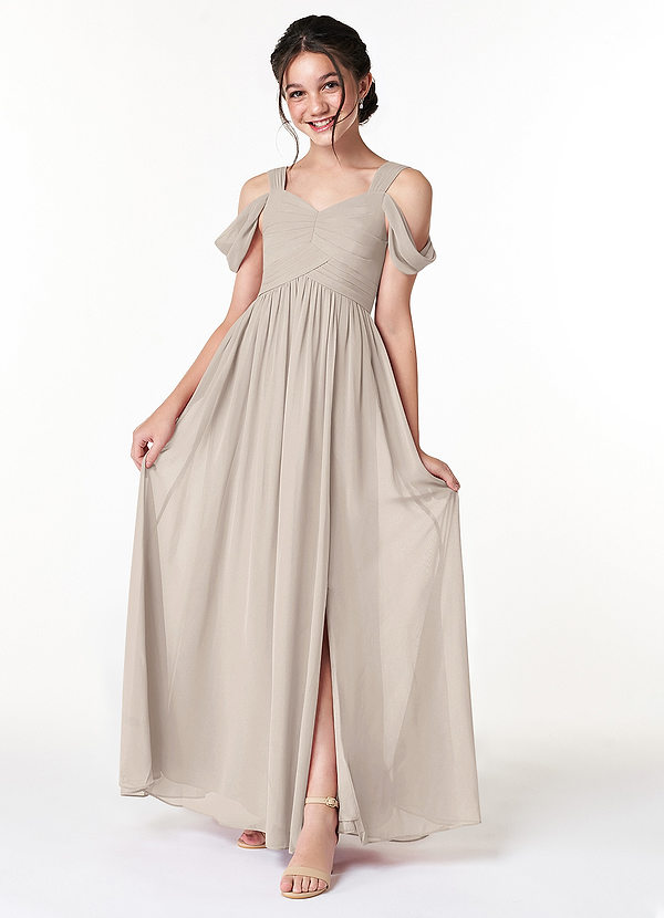 Azazie Lianne Junior Frost A-Line Off the Shoulder Chiffon Dress image1
