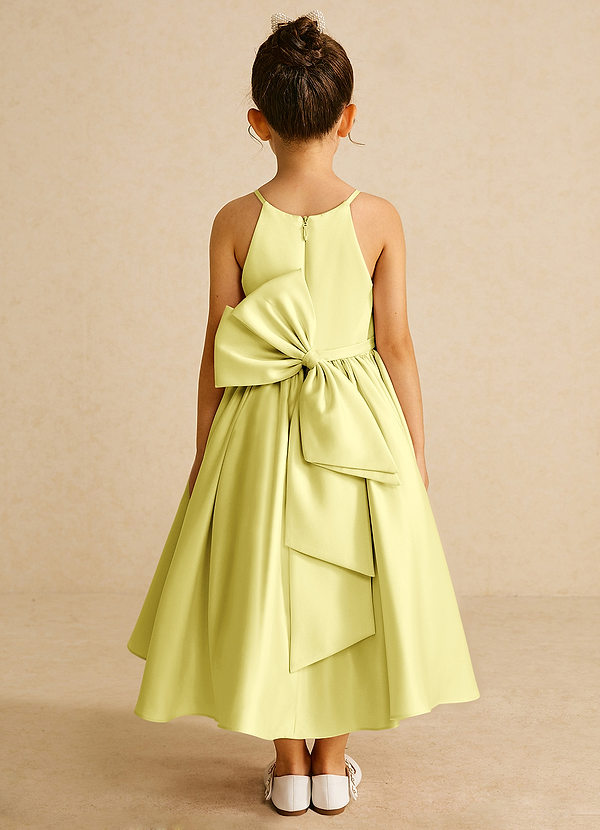 Azazie Sunray Flower Girl Dresses Lemon Sorbet A-Line Spaghetti Strap Matte Satin Dress image1