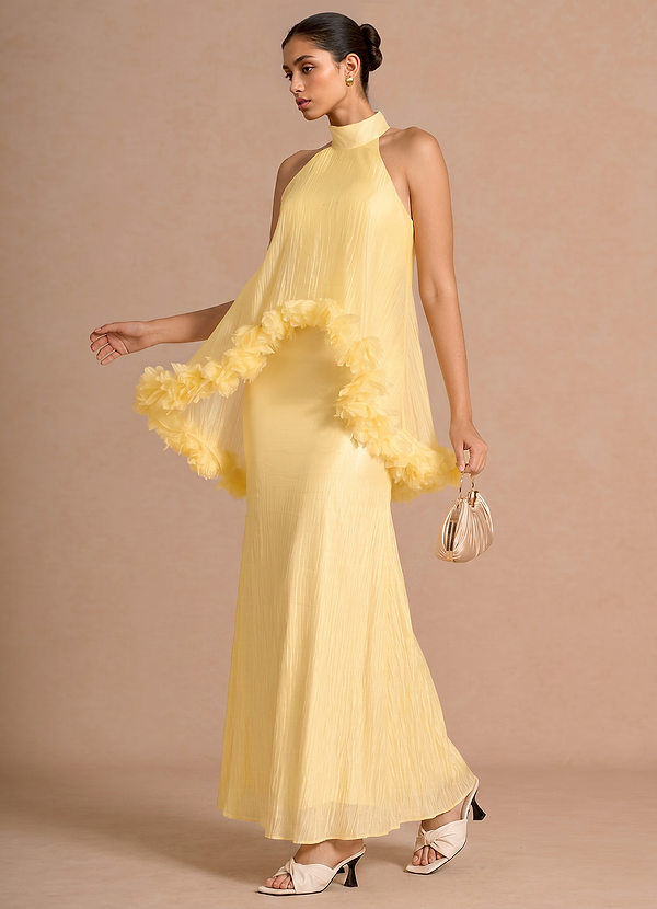 Velmira Lemon Sobret Maxi Dress | Azazie