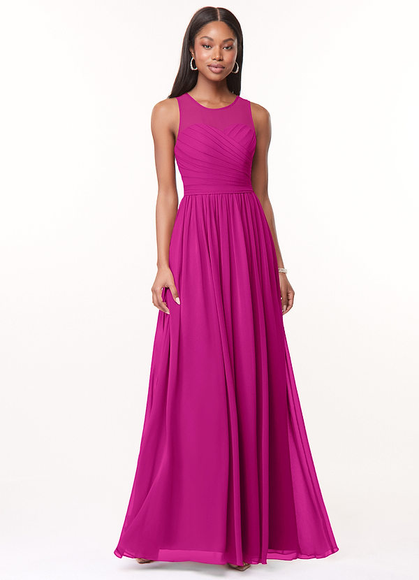 Azazie Nina Bridesmaid Dresses Fuchsia A-Line Pleated Chiffon Dress image1
