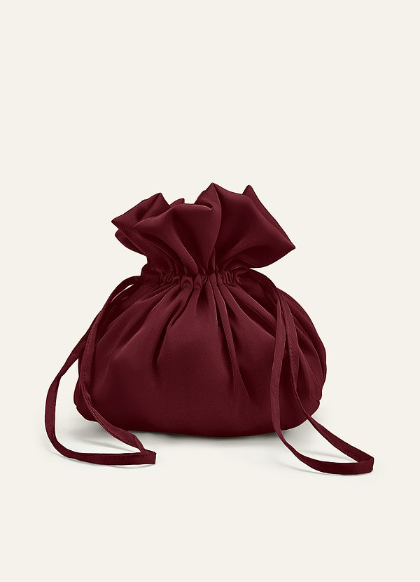 front Matching Color Satin Drawstring Handbag