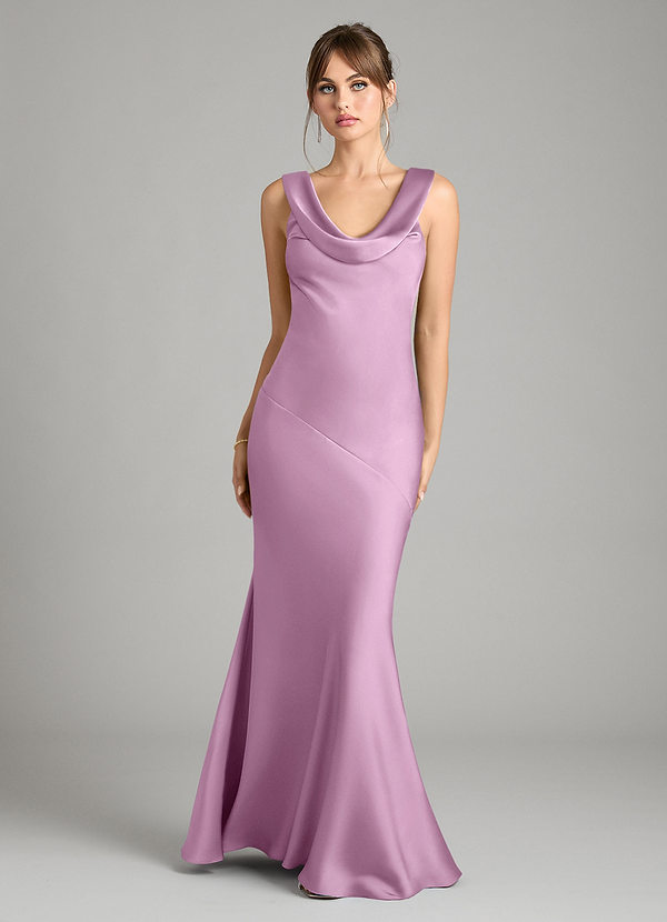 Azazie Rylina Bridesmaid Dresses Wisteria Mermaid Stretch Satin Dress image1