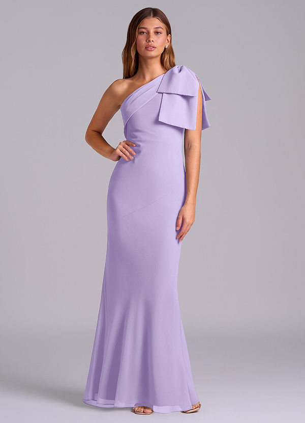 Azazie Yuanna Bridesmaid Dresses Lilac Mermaid One Shoulder Chiffon Dress image1