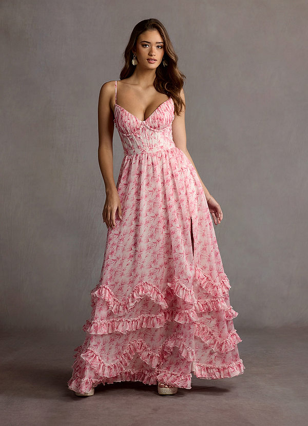 Alora Pink Floral Maxi Dress image1