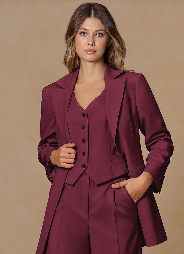front Rowan Burgundy Refined Weave Performance blazer
