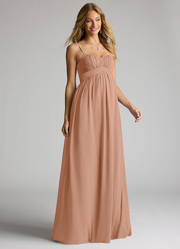 Azazie Llana Maternity Bridesmaid Dresses A-Line Chiffon Floor-Length Dress image1