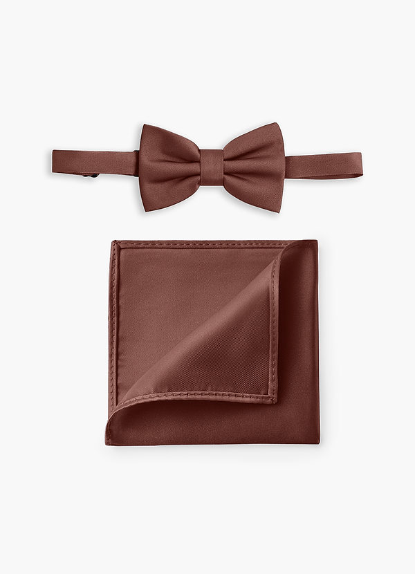 front Boy's Adjustable Stretch Satin Bow Tie & Pocket Square Set