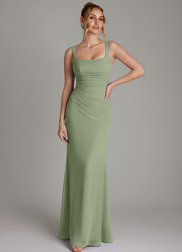 Azazie Agustina Bridesmaid Dresses Pistachio Mermaid Corset Chiffon Dress image1