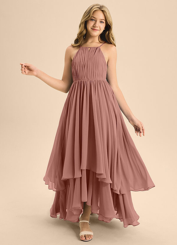 Azazie Elliora Junior Cedar Rose A-Line Pleated Chiffon Dress image1