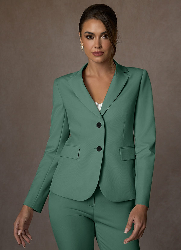 front Whitney Eukalyptus Strukturierter Stretch-Cropped-Hosenanzug