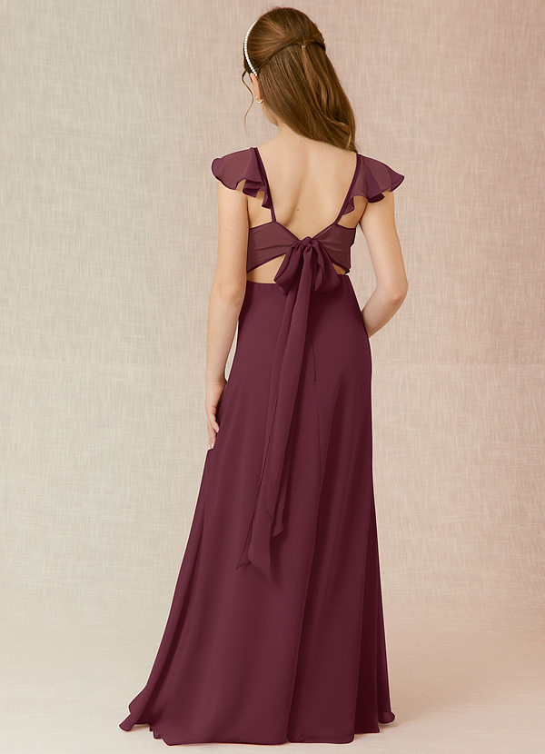 Azazie Everett Junior Vestido de Cabernet de Gasa de Corte En A image1