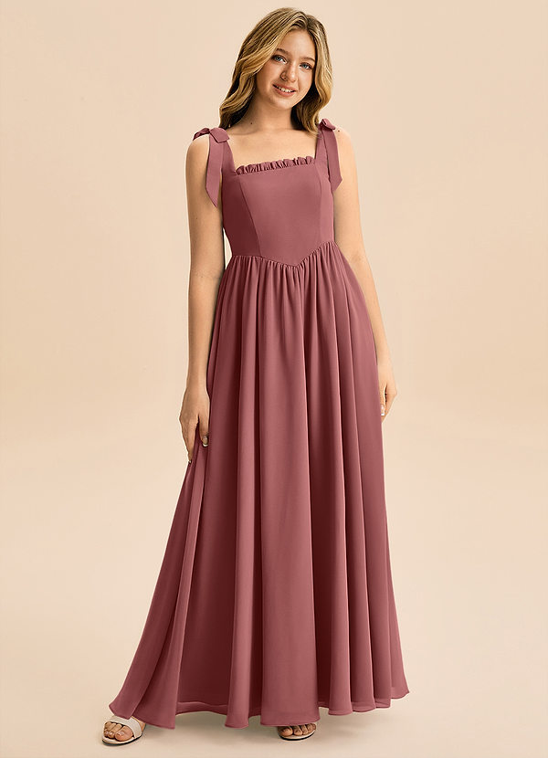 Azazie Delia Junior Abito A-Line in Chiffon Fiocco Ametista image1