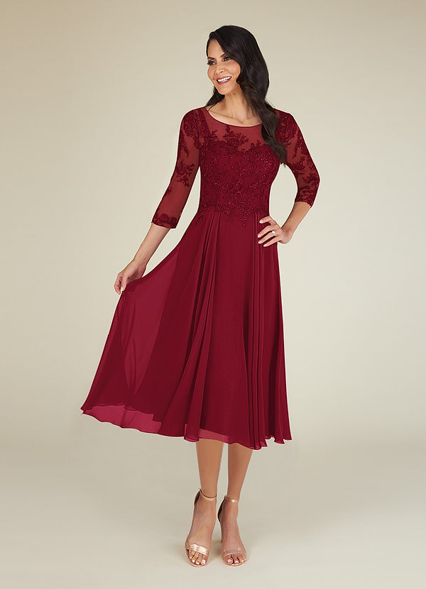 Azazie Marge Mother of the Bride Dresses A-Line Lace Tea-Length Dress image1