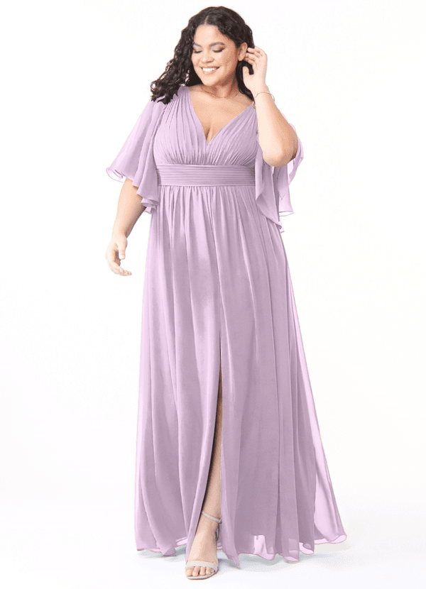 Azazie Temeka Robes Demoiselle d'honneur Robe Trapèze en Mousseline de soie Rayé Frostiges Flieder image1