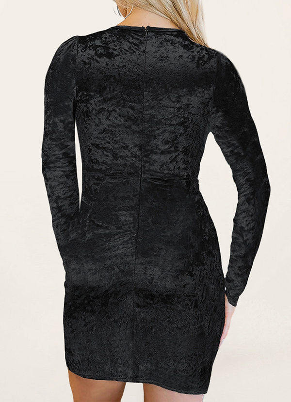 back Bowdon Noir Mini robe en velours à manches longues