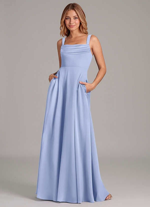 Azazie Shaude Bridesmaid Dresses Ice A-Line Pleated Chiffon Dress image1