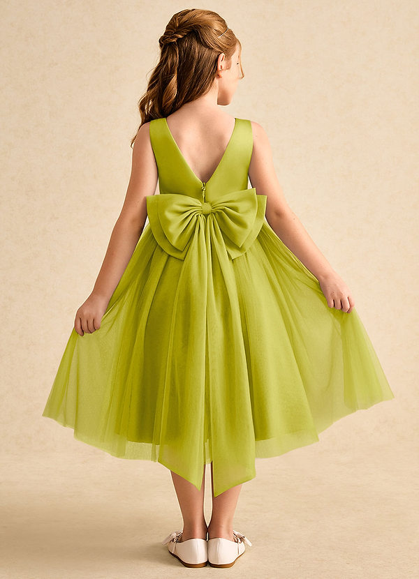 Azazie Winnie Flower Girl Dresses Lemongrass Ball-Gown Bow Tulle Dress image1