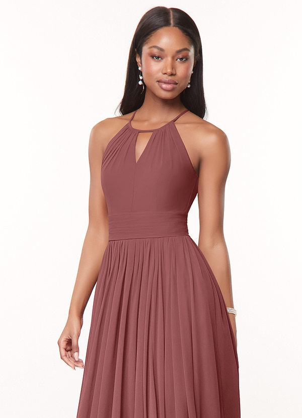 Azazie Cherish Brautjungfernkleider A-Linie Plissee Chiffon Kleid Amethyst image1