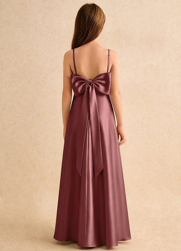 Azazie Joella Girls Formal Vestidos de Niña de Flores Vestido de Amatista de Satén Elástico de Corte en A con Plisado image1