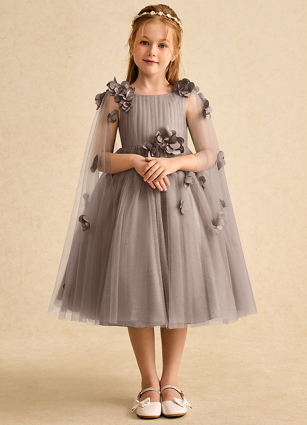 Azazie Staria Blumenkinder Kleider Ballkleid Gestreift Tüll Kleid Taupe image1