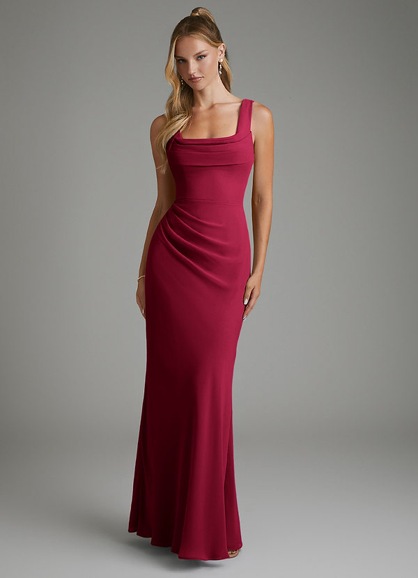 Azazie Asa Bridesmaid Dresses Burgundy Sheath Corset Chiffon Dress image1