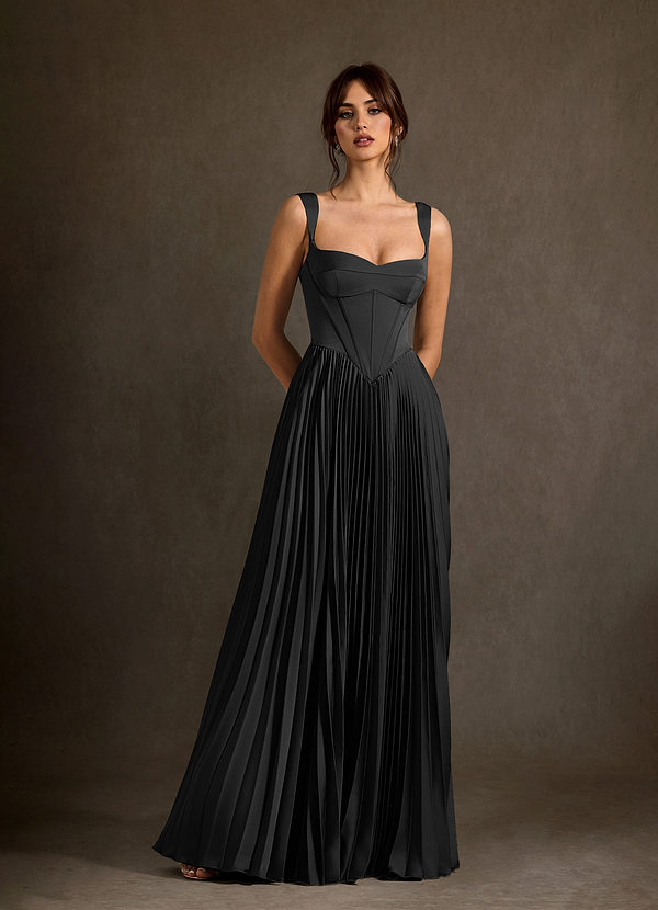 Dean Wedding Dresses Black Sheath Sweetheart Neckline Stretch Satin Dress image1