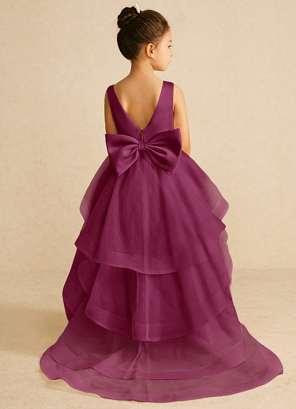Azazie Pumpkin Flower Girl Dresses Mulberry A-Line Convertible Tulle Dress image1