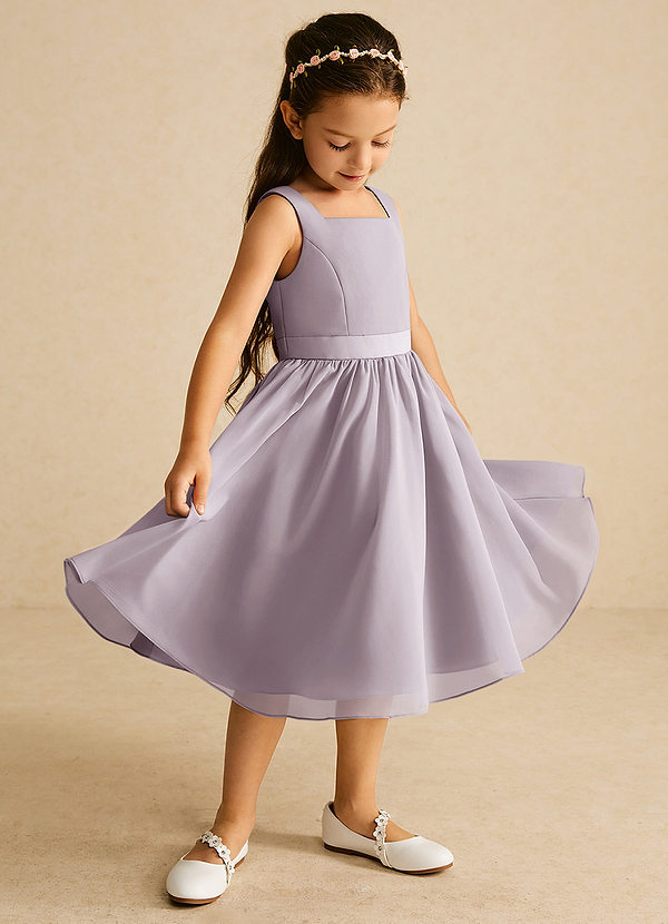 Azazie Ari Flower Girl Dresses Dusk A-Line Sleeveless Chiffon Dress image1