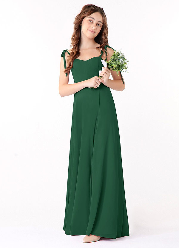 Azazie Rosey Junior Dark Green A-Line Sweetheart Neckline Chiffon Dress image1