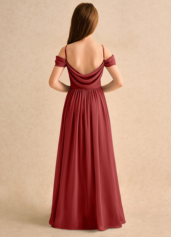 Azazie Shia Girls Formal Sukienki dla dziewczynek sypiących kwiaty Linia A Zza ramienia Szyfon Długość podłogi Sukienka image1