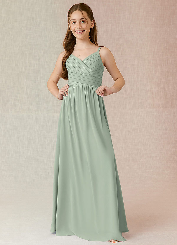 Vestidos De Dama De Honor Junior De Chiffón Asimétricos Verde Menta