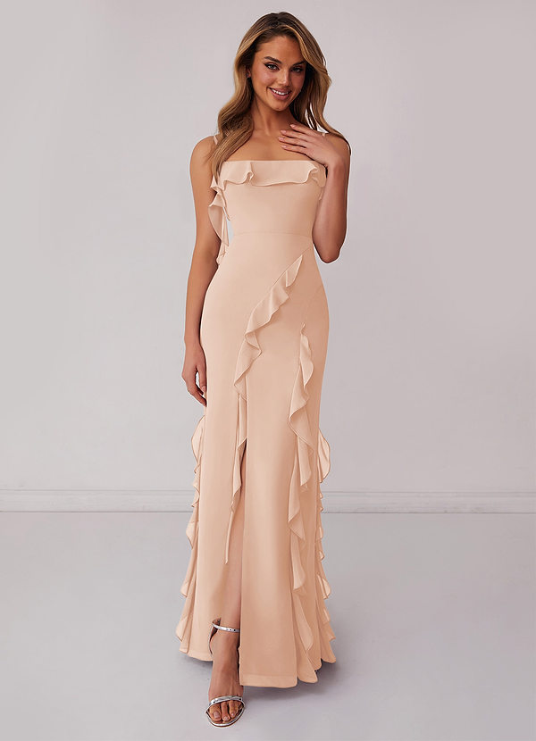 Barbie ♥ Azazie Bridesmaid Dresses English Rose Sheath Bow Chiffon Dress image1