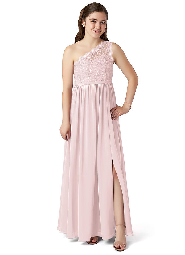 Azazie Demi Lace Pleated Chiffon Floor-Length Junior Bridesmaid Dress image1