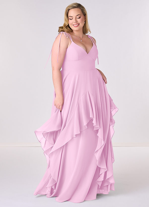 Barbie ♥ Azazie Bridesmaid Dresses Candy Pink A-Line Bow Chiffon Dress image1