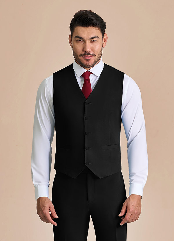 front James Black Structured Stretch Suit Vest