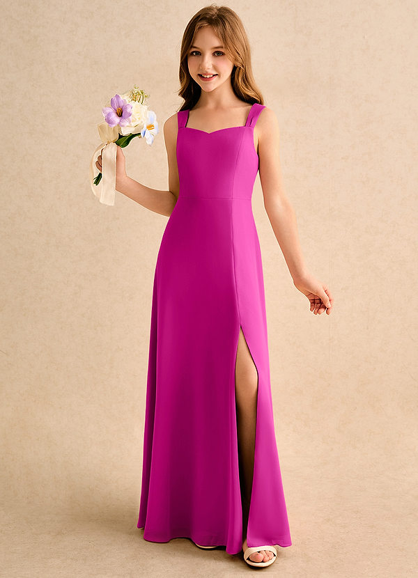 Azazie Makani Girls Formal Vestidos de Niña de Flores Vestido de Fucsia de Gasa de Corte en A con Escote de Corazón image1